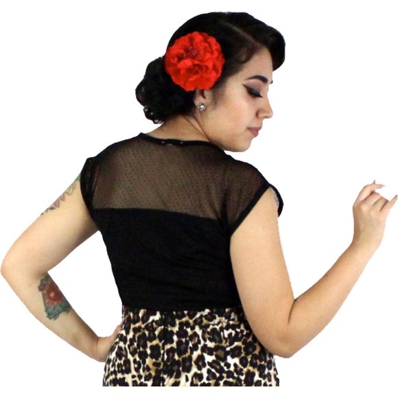 Vintage Inspo Two Tone Top Black Retro Rockabilly - Picture 2 of 2